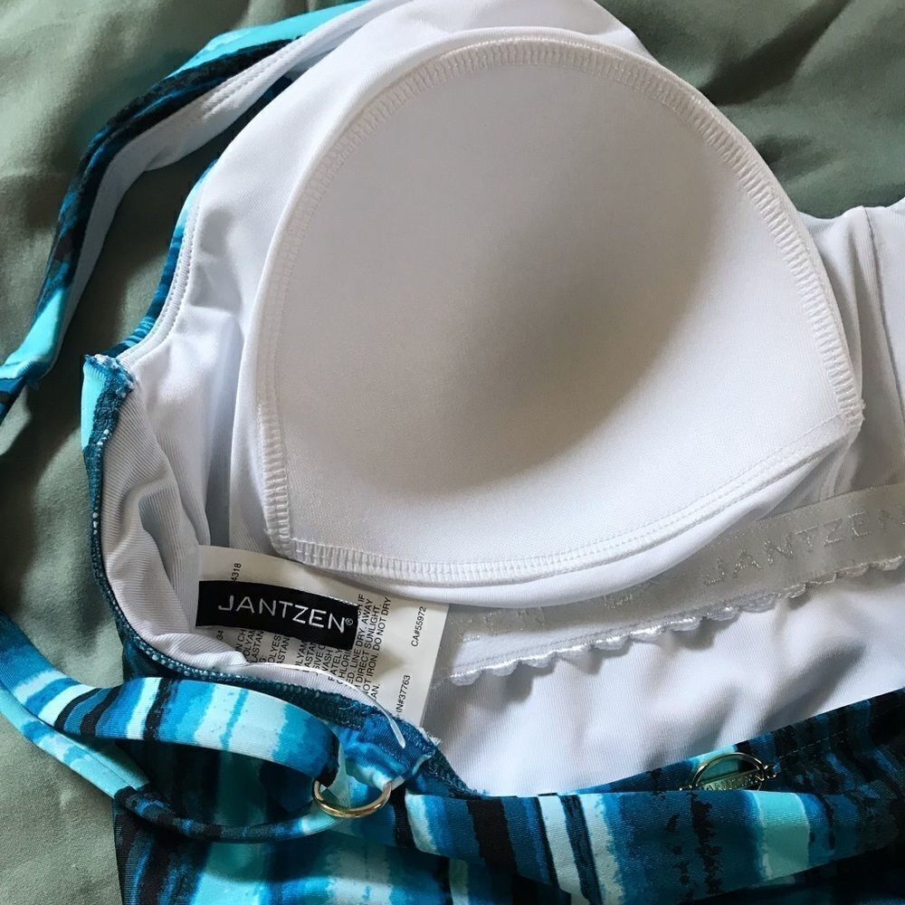 Jantzen bathing suit blue white striped slimming size 12 - Picture 5 of 5